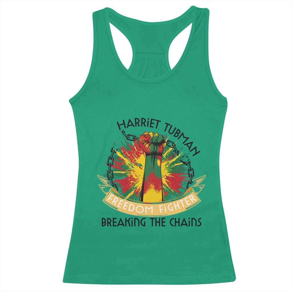 Harriet Tubman Racerback Tank Top Underground Railroad Hero Breaking Chains TS12 Irish Green Print Your Wear