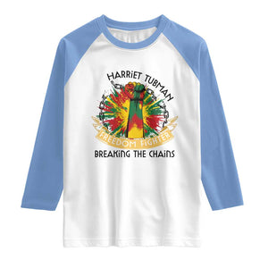 Harriet Tubman Raglan Shirt Underground Railroad Hero Breaking Chains TS12 White Carolina Blue Print Your Wear