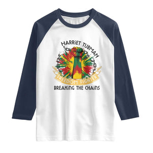 Harriet Tubman Raglan Shirt Underground Railroad Hero Breaking Chains TS12 White Navy Print Your Wear