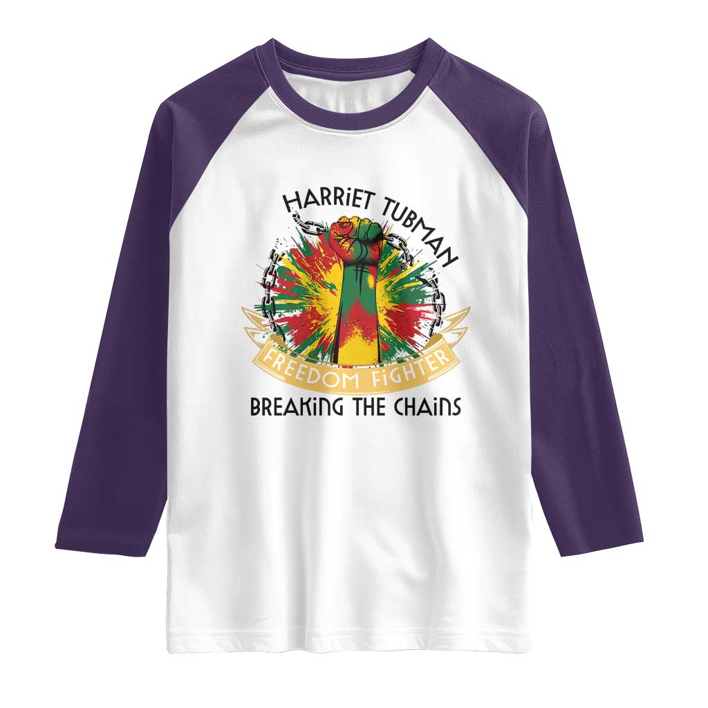 Harriet Tubman Raglan Shirt Underground Railroad Hero Breaking Chains TS12 White Purple Print Your Wear