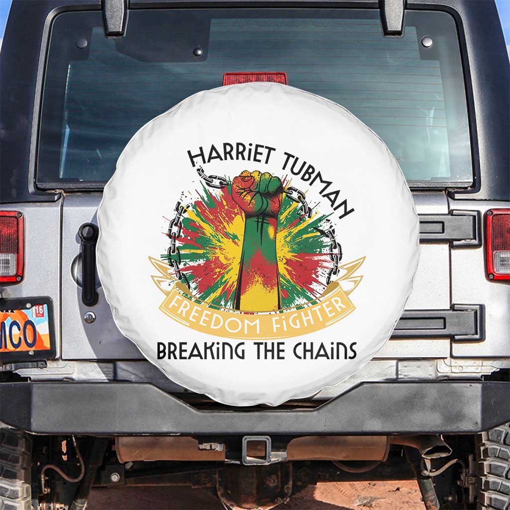 Harriet Tubman Spare Tire Cover Underground Railroad Hero Breaking Chains TS12 No hole White Print Your Wear