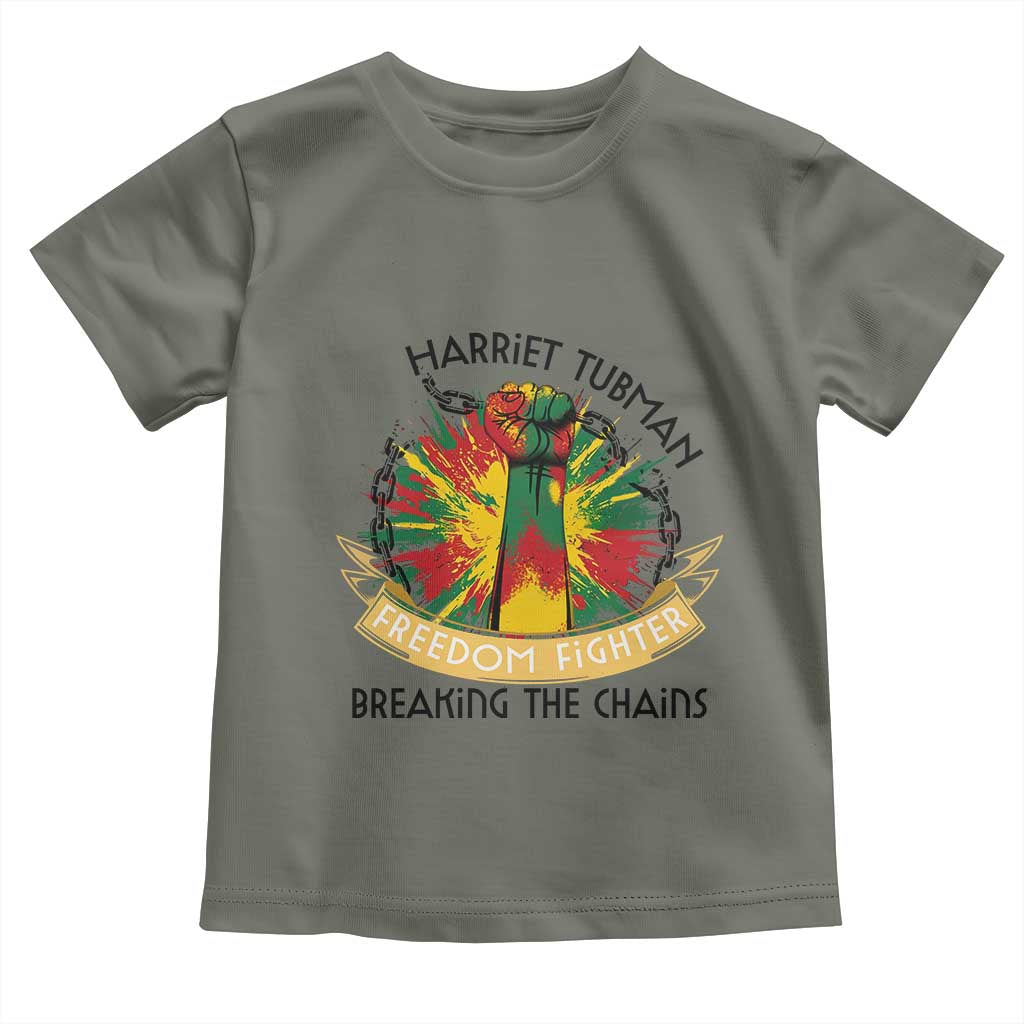 Harriet Tubman Toddler T Shirt Underground Railroad Hero Breaking Chains TS12 Military Green Print Your Wear