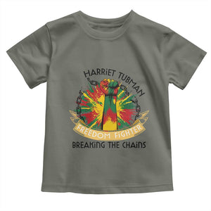 Harriet Tubman Toddler T Shirt Underground Railroad Hero Breaking Chains TS12 Military Green Print Your Wear