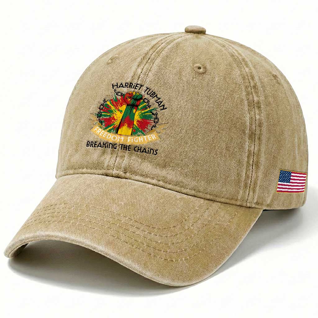 Harriet Tubman Washed Cotton Baseball Cap Underground Railroad Hero Breaking Chains TS12 Print Your Wear