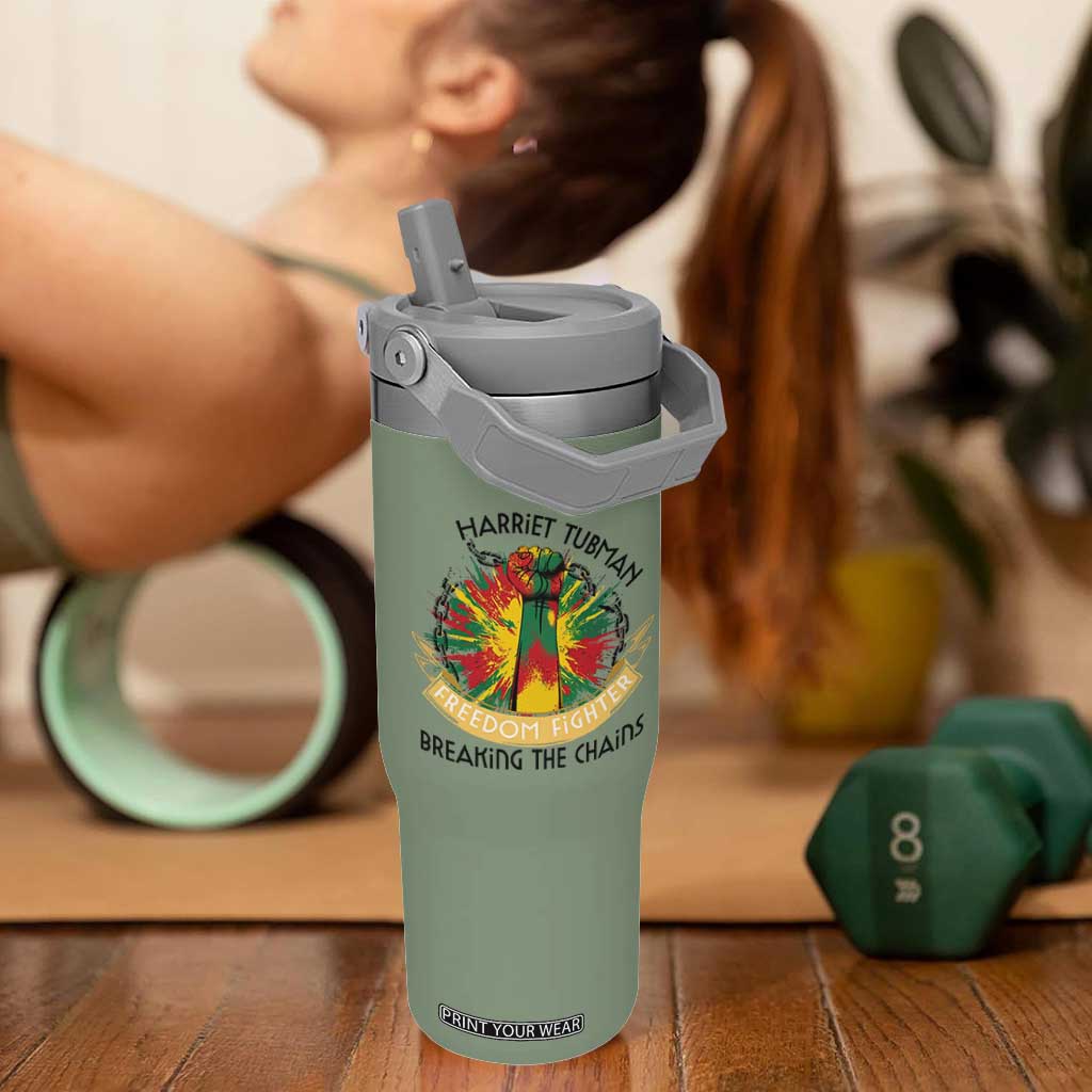 Harriet Tubman Flip Straw Tumbler Underground Railroad Hero Breaking Chains TS12 One Size: 30 oz Moss Green Print Your Wear