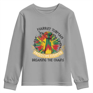 Harriet Tubman Youth Sweatshirt Underground Railroad Hero Breaking Chains TS12 Sport Gray Print Your Wear