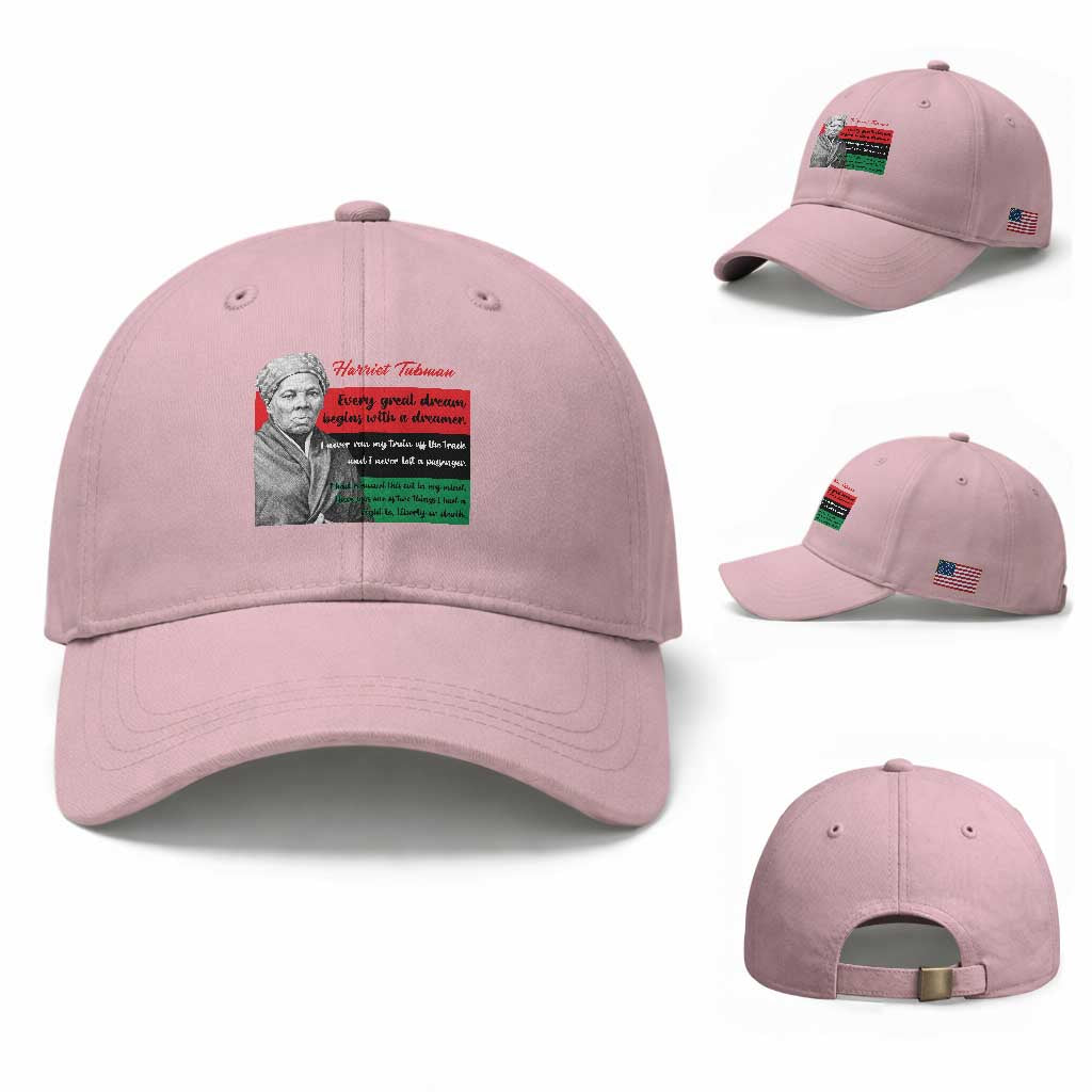 Harriet Tubman Quote Baseball Cap Pan African Flag Black History TS12 Baseball Cap Universal Fit Light Pink Print Your Wear