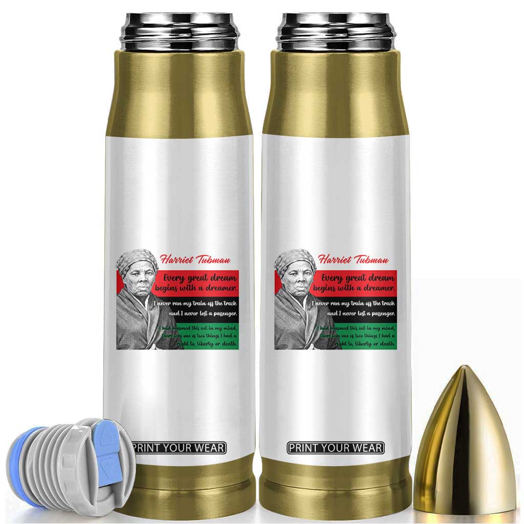 Harriet Tubman Quote Bullet Tumbler Pan African Flag Black History TS12 White Print Your Wear