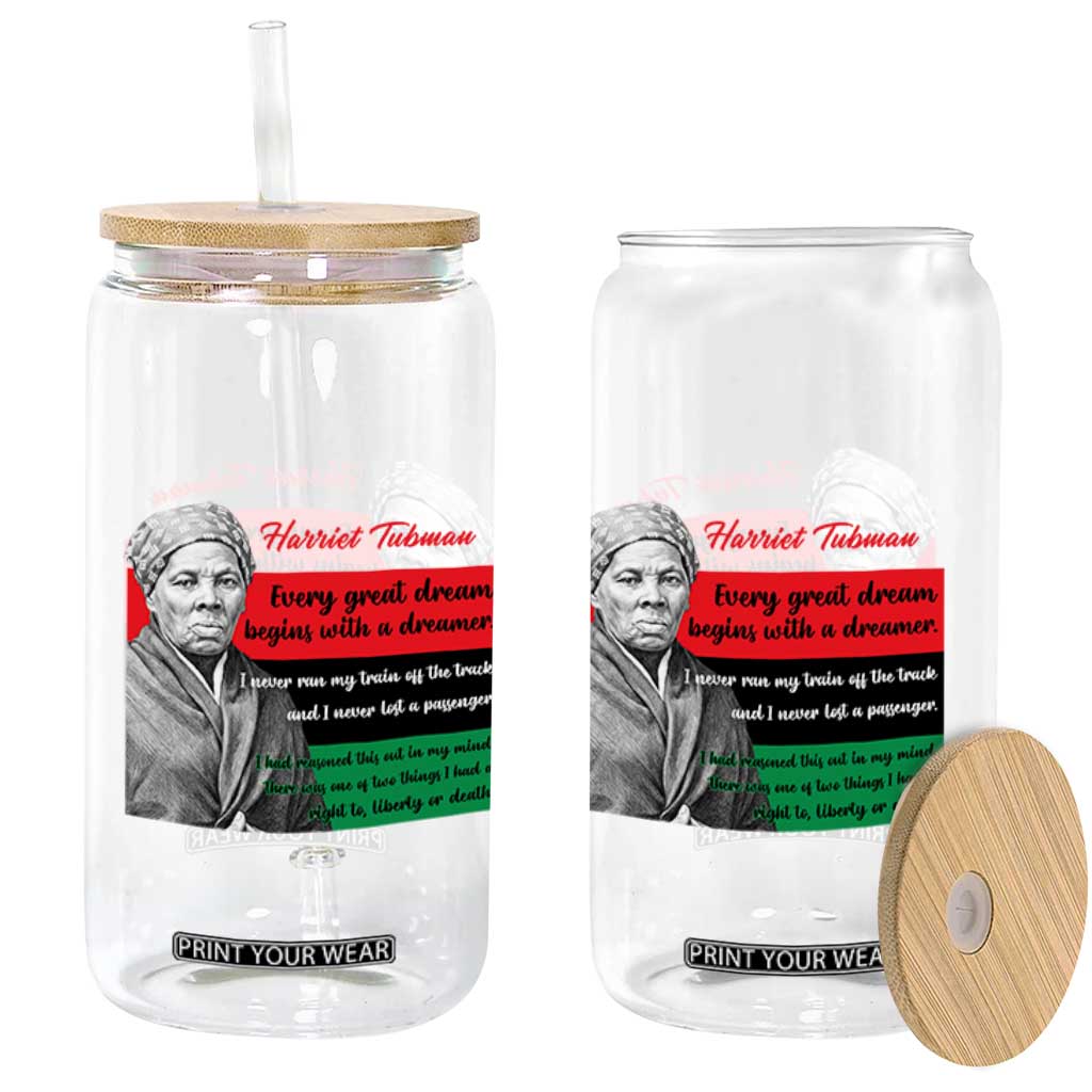 Harriet Tubman Quote Glass Can Pan African Flag Black History TS12 Print Your Wear