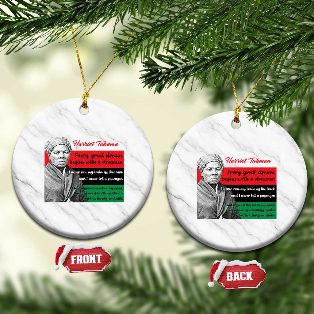 Harriet Tubman Quote Ceramic Ornament Pan African Flag Black History TS12 1pc White Marble Print Your Wear