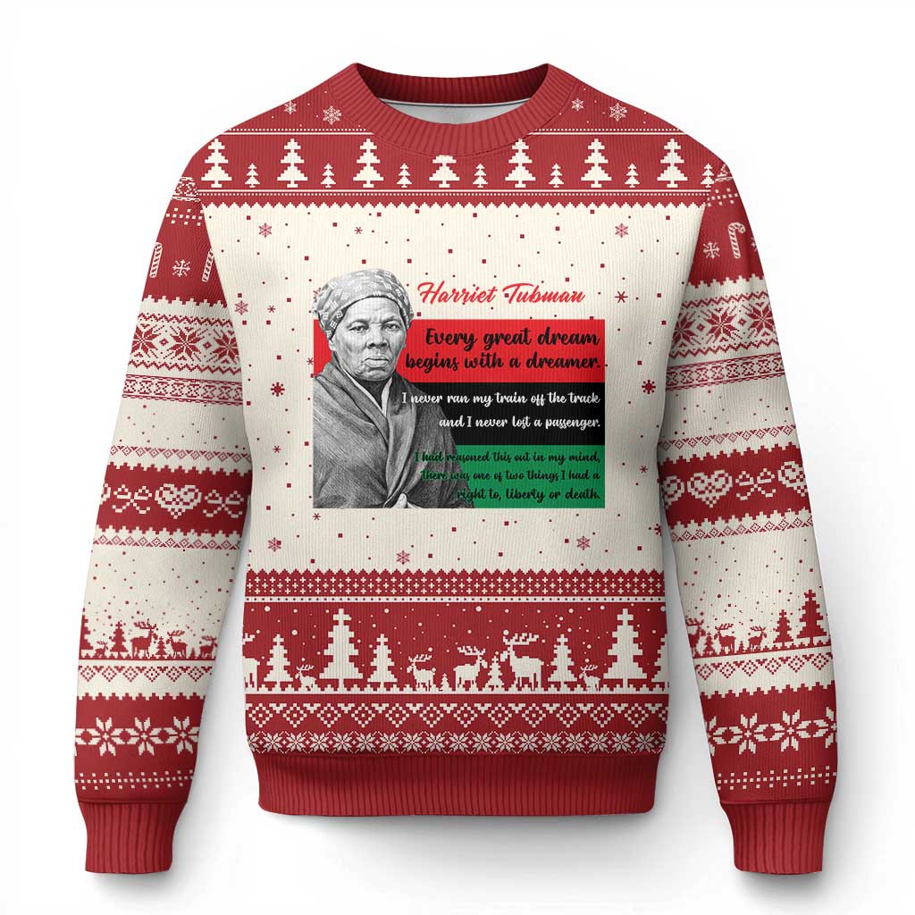 Harriet Tubman Quote Ugly Christmas Sweater Pan African Flag Black History TS12 Beige Red Print Your Wear
