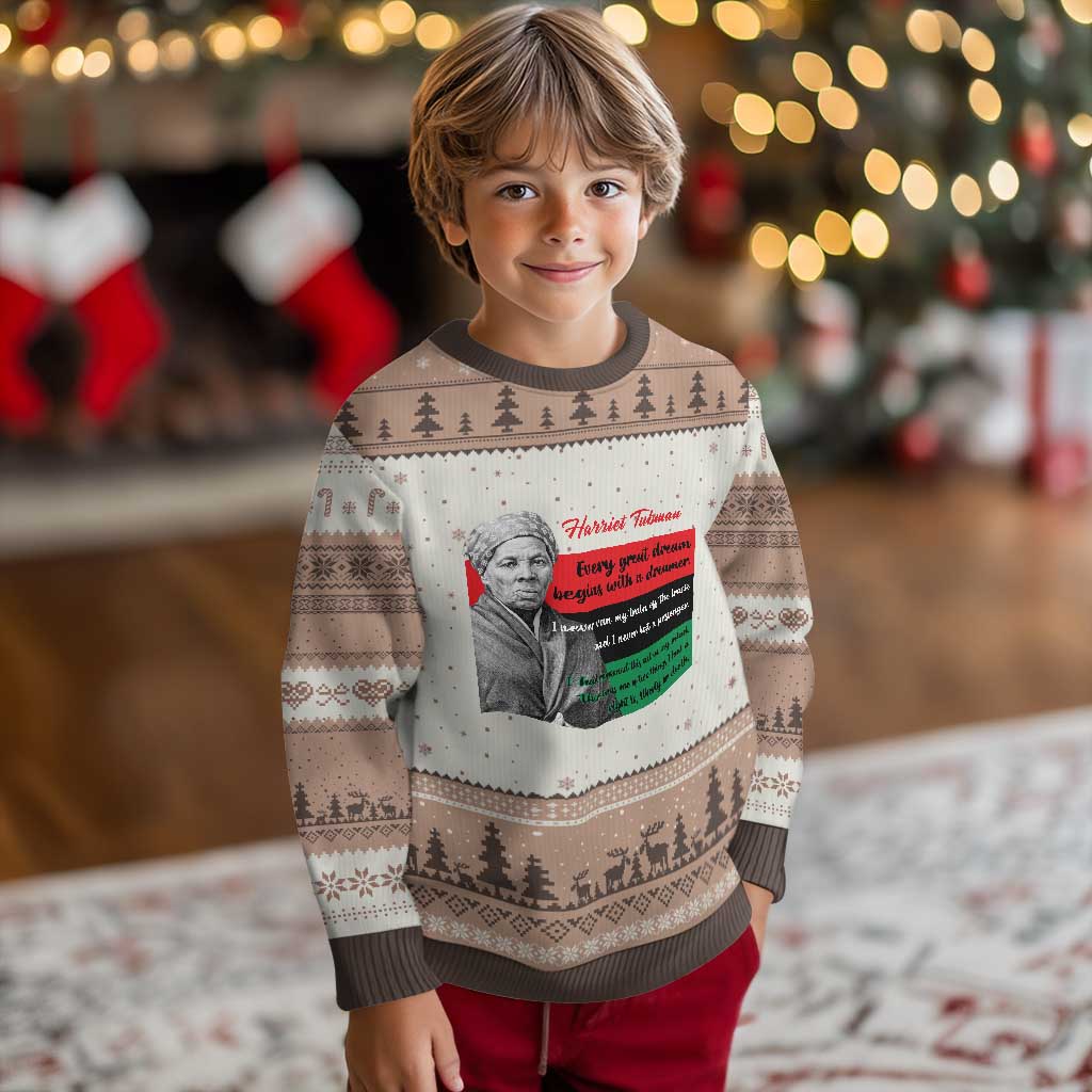 Harriet Tubman Quote Ugly Christmas Sweater Pan African Flag Black History TS12 Mocha Mousse Print Your Wear