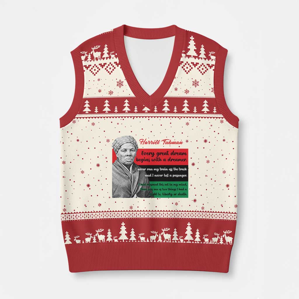 Harriet Tubman Quote V-Neck Knit Sweater Vest Pan African Flag Black History TS12 Beige Red Print Your Wear