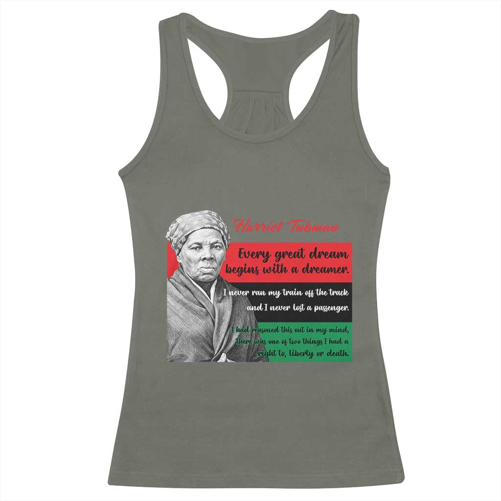 Harriet Tubman Quote Racerback Tank Top Pan African Flag Black History TS12 Military Green Print Your Wear