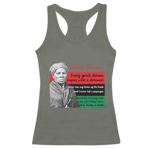 Harriet Tubman Quote Racerback Tank Top Pan African Flag Black History TS12 Military Green Print Your Wear