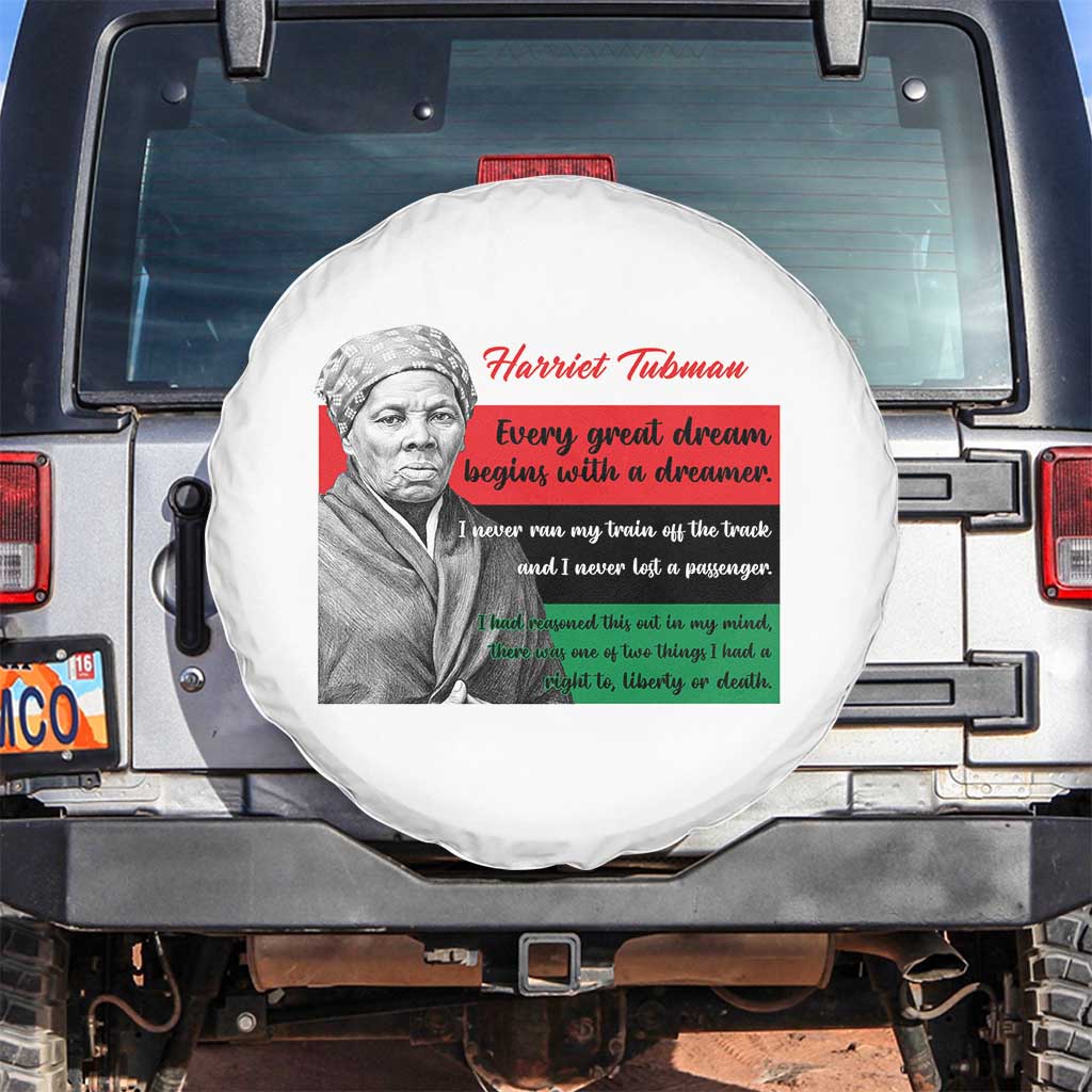 Harriet Tubman Quote Spare Tire Cover Pan African Flag Black History TS12 No hole White Print Your Wear