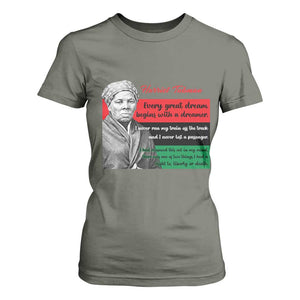 Harriet Tubman Quote T Shirt For Women Pan African Flag Black History TS12 Military Green Print Your Wear