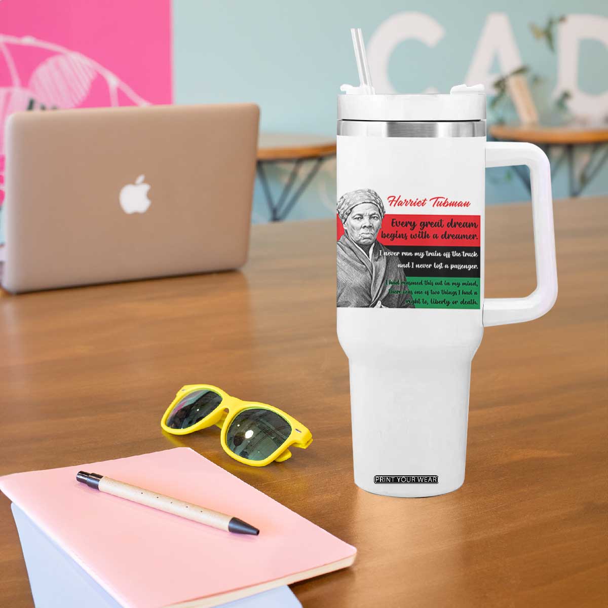 Harriet Tubman Quote Tumbler With Handle Pan African Flag Black History TS12 Print Your Wear