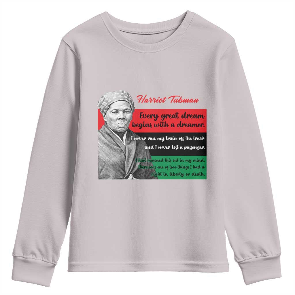 Harriet Tubman Quote Youth Sweatshirt Pan African Flag Black History TS12 Ice Gray Print Your Wear