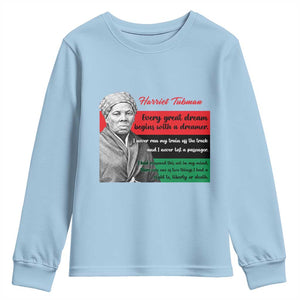 Harriet Tubman Quote Youth Sweatshirt Pan African Flag Black History TS12 Light Blue Print Your Wear