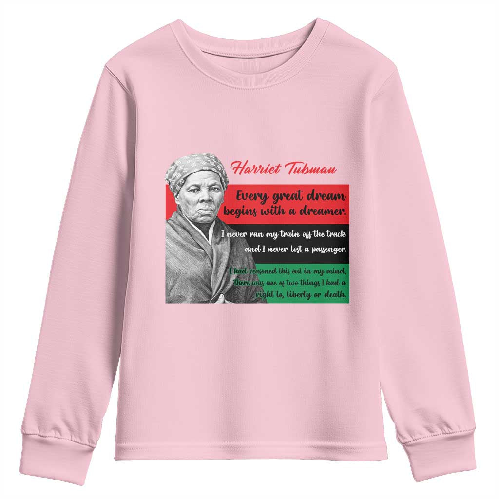 Harriet Tubman Quote Youth Sweatshirt Pan African Flag Black History TS12 Light Pink Print Your Wear