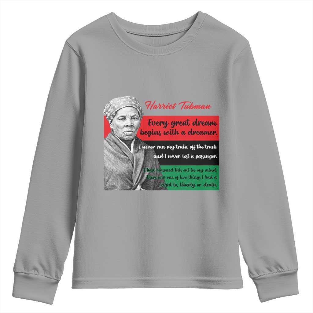 Harriet Tubman Quote Youth Sweatshirt Pan African Flag Black History TS12 Sport Gray Print Your Wear