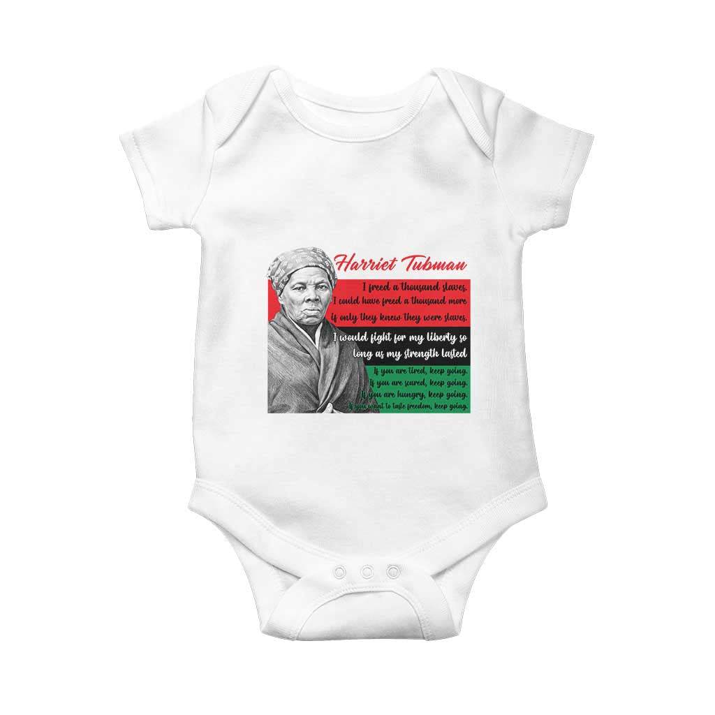 Harriet Tubman Legacy Baby Onesie Pan African Flag Freedom Fighter Quote TS12 White Print Your Wear