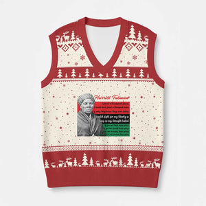 Harriet Tubman Legacy V-Neck Knit Sweater Vest Pan African Flag Freedom Fighter Quote TS12 Beige Red Print Your Wear