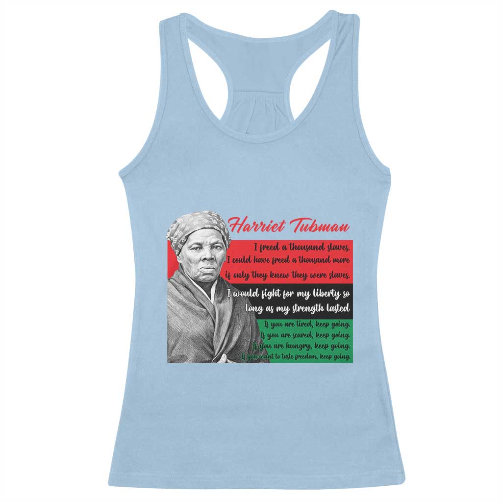 Harriet Tubman Legacy Racerback Tank Top Pan African Flag Freedom Fighter Quote TS12 Light Blue Print Your Wear