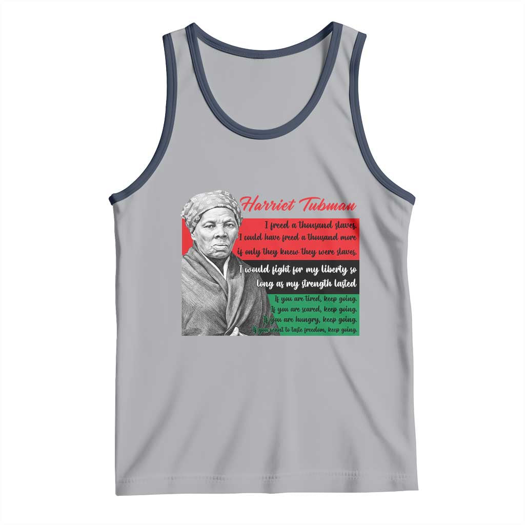 Harriet Tubman Legacy Tank Top Pan African Flag Freedom Fighter Quote TS12 Athletic Heather Navy Print Your Wear