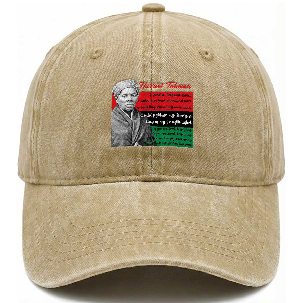 Harriet Tubman Legacy Washed Cotton Baseball Cap Pan African Flag Freedom Fighter Quote TS12 Print Your Wear