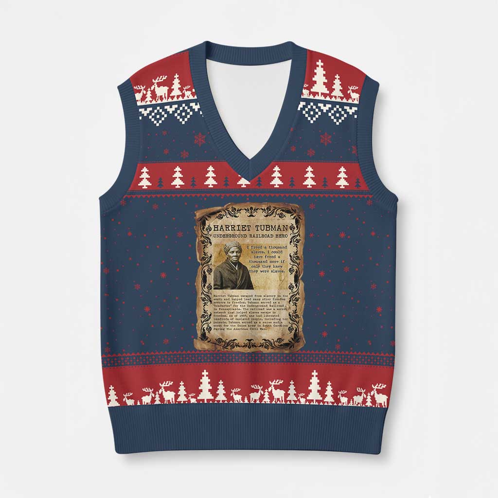 Harriet Tubman V-Neck Knit Sweater Vest Womens History Month Gift TS12 Navy Red Print Your Wear