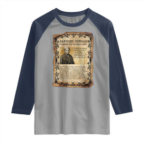 Harriet Tubman Raglan Shirt Womens History Month Gift TS12 Sport Gray Navy Print Your Wear