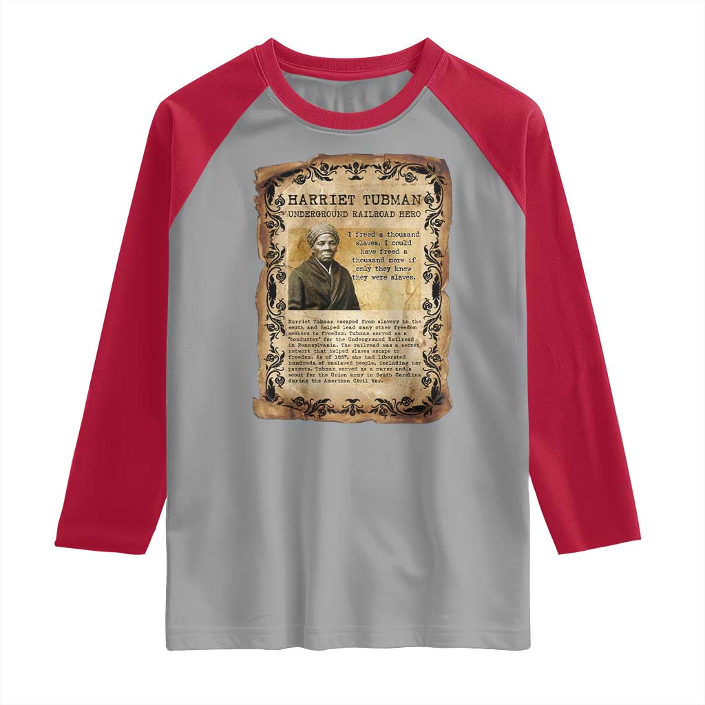 Harriet Tubman Raglan Shirt Womens History Month Gift TS12 Sport Gray Red Print Your Wear
