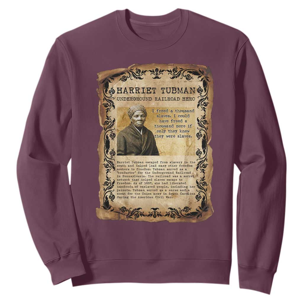 Harriet Tubman Sweatshirt Womens History Month Gift TS12 Maroon Print Your Wear