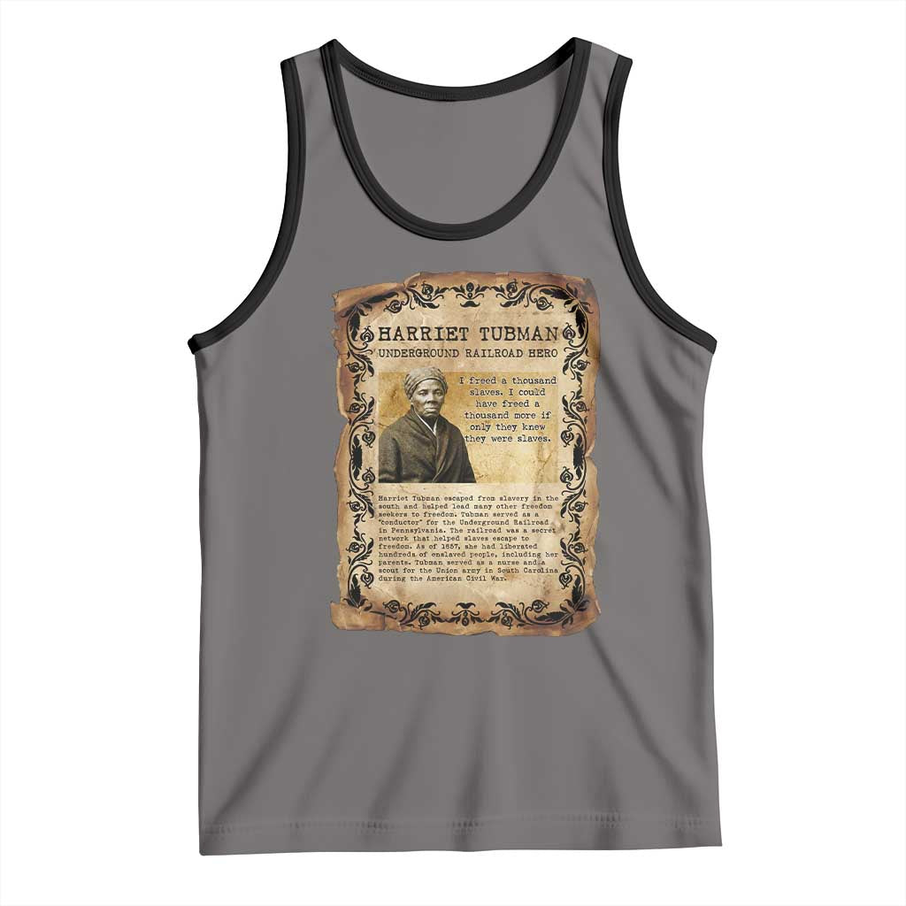 Harriet Tubman Tank Top Womens History Month Gift TS12 Deep Heather Black Print Your Wear