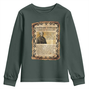 Harriet Tubman Youth Sweatshirt Womens History Month Gift TS12 Dark Forest Green Print Your Wear