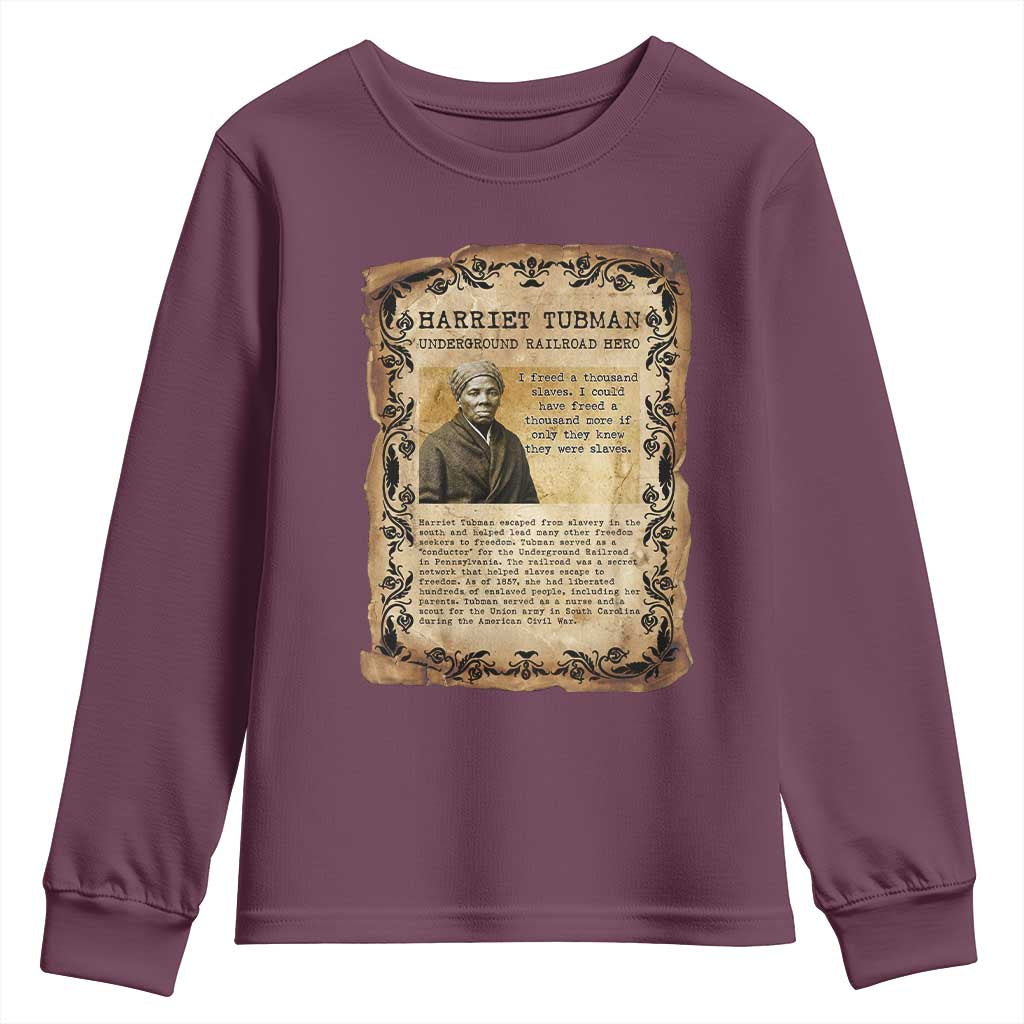 Harriet Tubman Youth Sweatshirt Womens History Month Gift TS12 Maroon Print Your Wear