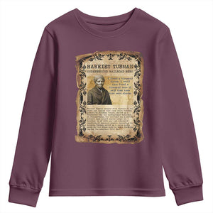 Harriet Tubman Youth Sweatshirt Womens History Month Gift TS12 Maroon Print Your Wear