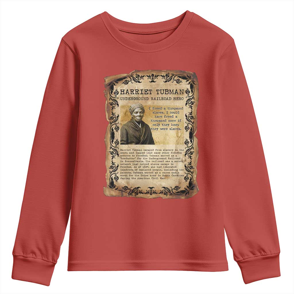 Harriet Tubman Youth Sweatshirt Womens History Month Gift TS12 Red Print Your Wear