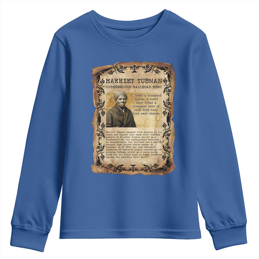 Harriet Tubman Youth Sweatshirt Womens History Month Gift TS12 Royal Blue Print Your Wear