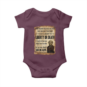 Harriet Tubman Baby Onesie Liberty Or Death Black History Legacy TS12 Maroon Print Your Wear