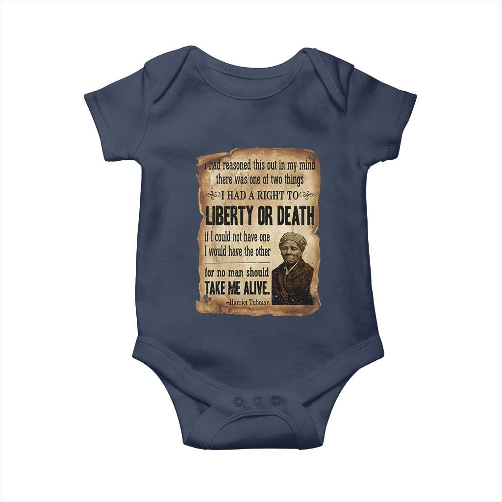 Harriet Tubman Baby Onesie Liberty Or Death Black History Legacy TS12 Navy Print Your Wear
