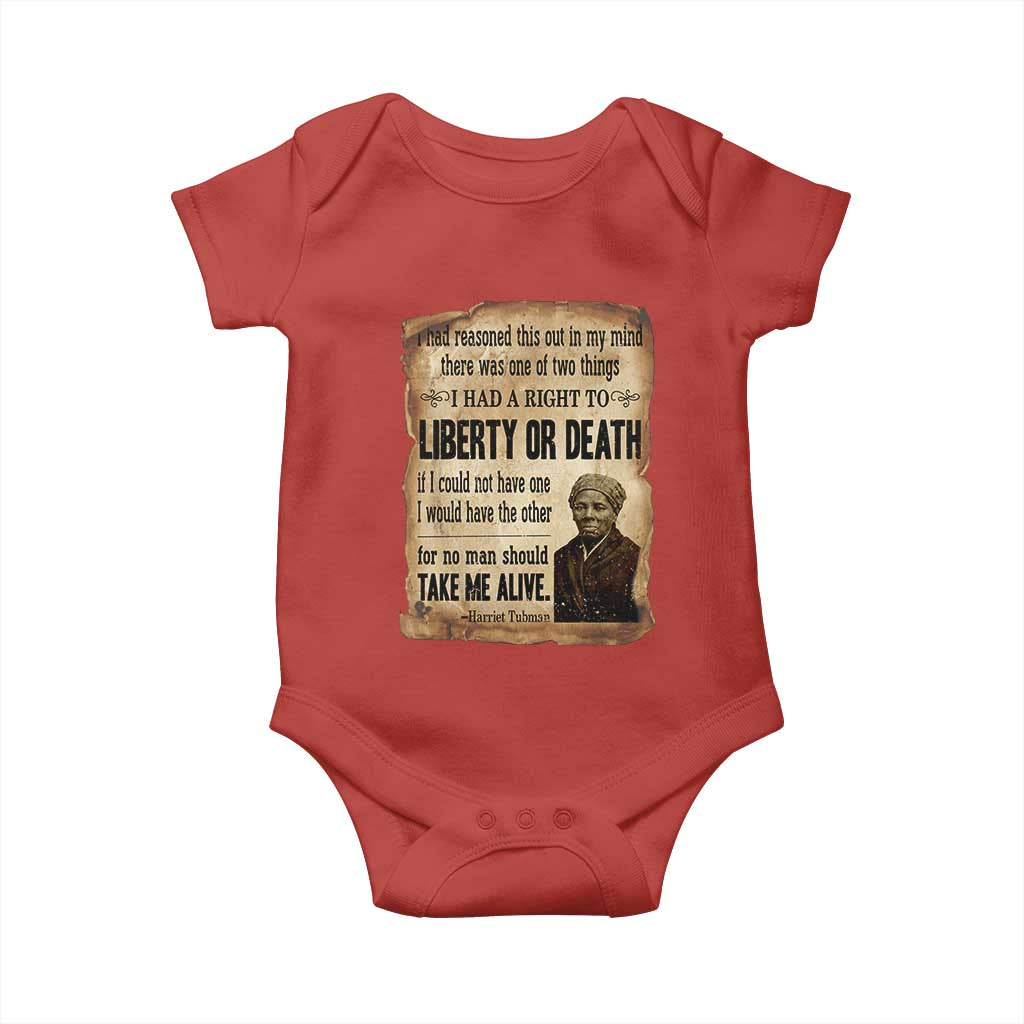Harriet Tubman Baby Onesie Liberty Or Death Black History Legacy TS12 Red Print Your Wear