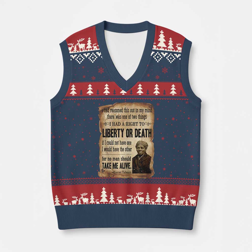 Harriet Tubman V-Neck Knit Sweater Vest Liberty Or Death Black History Legacy TS12 Navy Red Print Your Wear