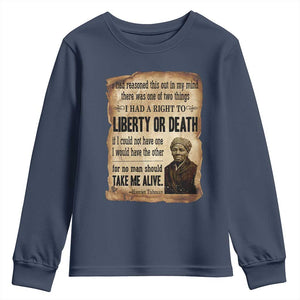 Harriet Tubman Youth Sweatshirt Liberty Or Death Black History Legacy TS12 Navy Print Your Wear