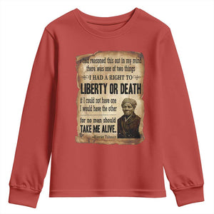 Harriet Tubman Youth Sweatshirt Liberty Or Death Black History Legacy TS12 Red Print Your Wear