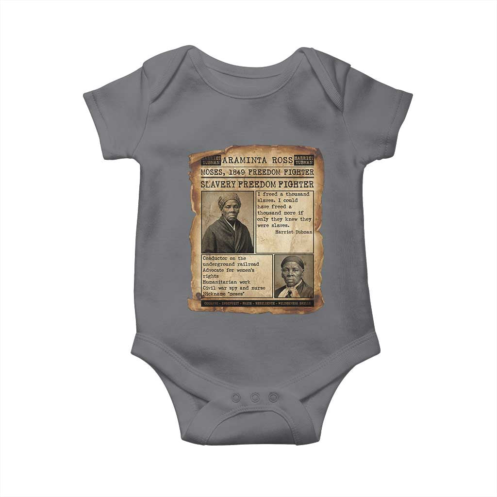 Harriet Tubman Newspaper Baby Onesie Slavery Freedom Fighter Historical TS12 Charcoal Print Your Wear