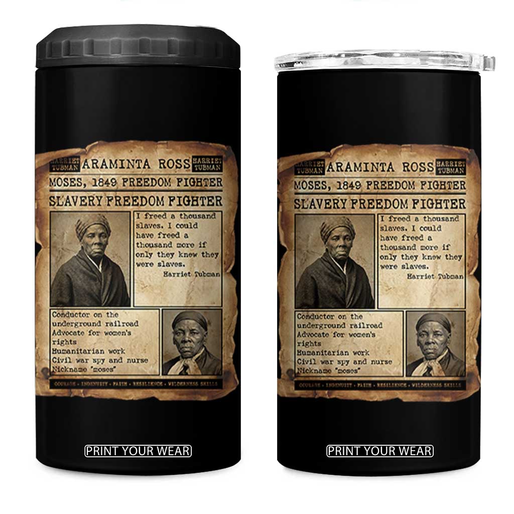 Harriet Tubman Newspaper 4 in 1 Can Cooler Tumbler Slavery Freedom Fighter Historical TS12 One Size: 16 oz Black Print Your Wear