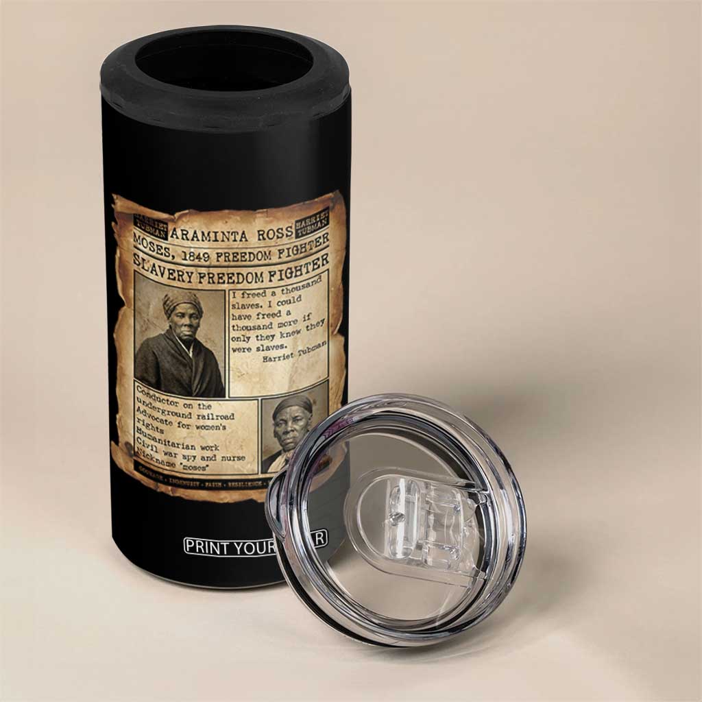 Harriet Tubman Newspaper 4 in 1 Can Cooler Tumbler Slavery Freedom Fighter Historical TS12 Print Your Wear